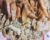 A picture of step 5 of Alferado fettucine pasta recipie.