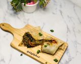 A picture of step 6 of Savoury crepe with minced meat fillings.