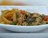 A picture of step 14 of Egg liver sauce with chips.