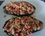Foto del paso 6 de la receta Berenjenas rellenas de carne picada de pollo