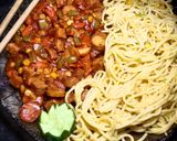 A picture of step 5 of American Spaghetti Platter.