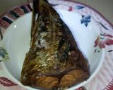 A picture of step 5 of Amala with dry okro soup.
