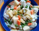 A picture of step 1 of Mixed vegetables Subji.