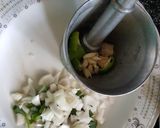 A picture of step 1 of Eggplant curry with millet roti(Ringadano oro bajra na rotla).
