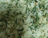 A picture of step 3 of Methi egg rice.