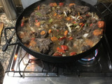 Jabalí "a la cazadora" con agua de mar