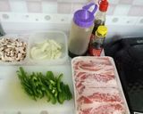 Foto langkah ke 1 dari resep Tumis Daging Iris, Paprika, Jamur.