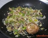 A picture of step 2 of Vegetable Risotto with Manchego Cheese and Crispy Ham.