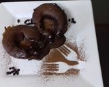 A picture of step 4 of Chocolava cake.
