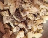 A picture of step 4 of Falahaari potatoes.