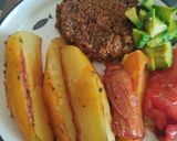 Foto del paso 6 de la receta: Hamburguesas veganas de bulgur y berenjenas, verduras al horno