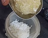 A picture of step 2 of Louki pancake make with leftover rice.
