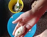 A picture of step 4 of Paneer hungcurd bullets.