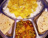 A picture of step 3 of Aaloo matar.
