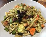 A picture of step 3 of Vegan Pesto Pasta Salad.