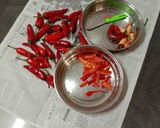 A picture of step 1 of Red mirchi achar.
