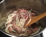 A picture of step 5 of Plov with lamb meat - my version from memory.