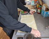 A picture of step 2 of Tricolore easy puff pastry pizzas with chorizo.