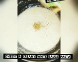 A picture of step 3 of Cheesy & creamy white sauce pasta🍜.