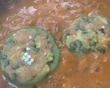 A picture of step 5 of Stir fried veggies stuffed in capsicum gravy.
