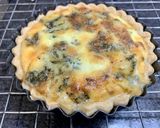 A picture of step 13 of Stilton and Broccoli flanChorizo Char-grilled red pepper flan #baking.