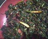 A picture of step 3 of Amaranth garlic fry.