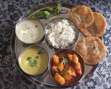 BOILED POTATO CURRY SERVED WITH KADHI, PURI, AND KHEER recipe step 22 photo