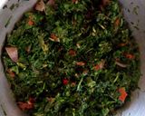 A picture of step 3 of Fried Kunde (cowpeas leaves).