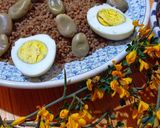 A picture of step 1 of Barley Couscous with Fava Beans and Hard-Boiled Eggs.
