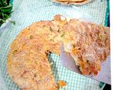 A picture of step 5 of Memon's fusion omelet.