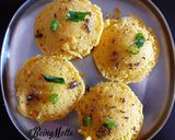 A picture of step 5 of Idli Dhokla.