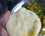 A picture of step 10 of Aloo (potato) matar (peas) less oil kachodis.