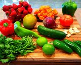 A picture of step 1 of Mike's Spicy Mango Strawberry Salsa.