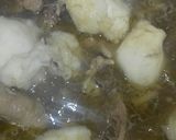 A picture of step 3 of Ofe nsala with chicken and pounded yam.