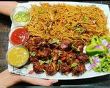 A picture of step 12 of Veg Noddles with dry manchurian balls.