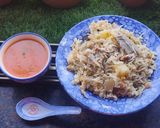 A picture of step 7 of Akhni pulav.