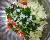 A picture of step 1 of Cabbage Manchurian.