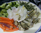 Foto del paso 6 de la receta: Cena ligera - verduras al vapor con jamón crujiente