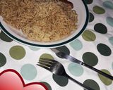 A picture of step 1 of Blessing’s noodles and sausages dinner.
