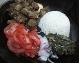 A picture of step 10 of Grilled beef,Kenyan greens & white rice.