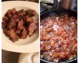 A picture of step 2 of Fried plantain with white rice and stew.