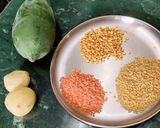A picture of step 1 of Mixed Matar Dal, Veggies.
