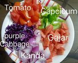 A picture of step 1 of Schzewan vegetable sandwich.