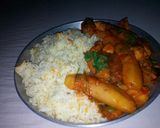 A picture of step 6 of Carrot rice with matoke #myricedish.