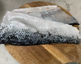 A picture of step 1 of Perfect Crispy Sourdough Fried Salmon Skin.