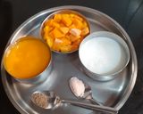 A picture of step 1 of Keshar Mango Lassi.