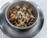 A picture of step 4 of Spinach/ corn with white sauce baked.