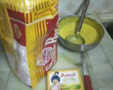 A picture of step 1 of Besan chilla open sandwich.