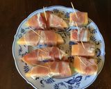 A picture of step 4 of California Farm Dried Meat Wrapped Melon Tapas.