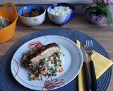Sült oldalas zöldséges-gombás rizzsel recept fázis 6 fotója